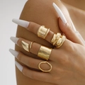 Gouden onregelmatige geometrische ringenset met minimalistische open band stijlen - 5-delige set / Goud