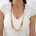 Collana a più strati a catena piatta color oro con cordino nero per un look minimalista - Oro (30875-nek-G-EP)