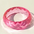 Modern pink translucent resin bracelet featuring geometric diamond faceted design and glossy finish - Pink