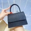 Elegante borsa da sera nera glitterata con manico rigido per matrimoni e feste - Nero