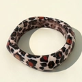 Detail view of thick square resin bangle featuring classic leopard print pattern - Reddish Brown Leopard Style (31635-bra-br)
