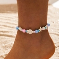 Detalle de tobilleras de cuentas con colgantes de estrella y tortuga de mar en la playa - Estilo de Tortuga y Estrella de Mar (29289-colour)