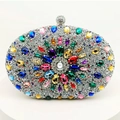 Luxury oval evening clutch with silver rhinestones and colorful pear-shaped gemstones - Multi-color Silver