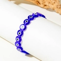 Böhmisches elastisches Armband mit tiefblauen Evil Eye Perlen für den Schutz - Dunkelblau (30505-bra-rb)
