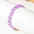 Bohemian-Stretch-Armband mit violetten Perlen und Evil-Eye-Anhängern aus Harz - Lila (30505-bra-purple)