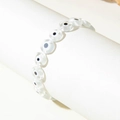 Bracciale boho con perline occhio del diavolo in resina bianca e filo elastico - Bianco (30505-bra-white)