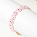 Pink bohemian evil eye beaded elastic bracelet with translucent resin beads - Pink (30505-bra-pink)