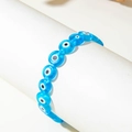 Bohemian evil eye beaded stretch bracelet with vibrant blue resin beads and evil eye pattern - Bright Blue (30505-bra-blue)