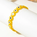 Bohemian yellow evil eye beaded stretch bracelet with classic eye patterns - Yellow (30505-bra-yellow)