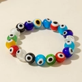 Bohemian evil eye beaded stretch bracelet featuring vibrant multi-colored resin charms - Faceted Multicolor (30529-bra-colour-4)