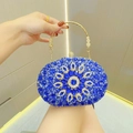 Luxuriöse dunkelblaue Strass-Abendtasche mit königsblauem Edelstein-Blumenmuster - Blau