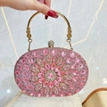 Rosa Strass-Abendtasche mit goldenem Griff für Hochzeiten und formelle Anlässe - Rosa
