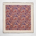 Silk wool square scarf featuring vibrant paisley patterns in orange and blue with fine edges - 62x62cm / Beige