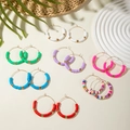 Set aus böhmischen bunten Heishi-Tonperlen-Ohrringen mit goldenen Akzenten und Sommer-Flair - 7 Paar Set (29612-suit)