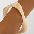 Beige and cream marble textured acrylic bangle with irregular wavy curve design - Irregular Wave Creamy White Bangle (30824)