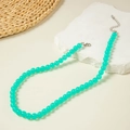 Handmade mint green acrylic beaded necklace with silver lobster clasp on stone decor - Mint Green