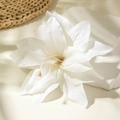 Elegant white lily hair clip on a stone pedestal with soft natural floral shadows - White Lily (29622-3-white)