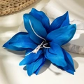Macro detail of dark blue lily hair clip with realistic silk texture on stone background - Dark Blue Lily (29622-4-dark blue)
