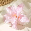 Detailed macro of pink lily hair clip with realistic satin petal texture and stamen - Pink Lily (29622-5-pink)