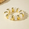 Beaded bracelet with alternating polished gold-tone beads and translucent white spheres - Gold and White Round Bead Spliced Bracelet (31308)