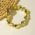 Gold chunky acrylic bracelet set with irregular polished beads in a bold metallic style - Gold Irregular Metal Bead Bracelet (31169)