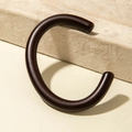 Minimalist C-shaped open acrylic bracelet in deep brown glossy wood-like finish - Cylinder Cuff Style (31205) / Dark Brown