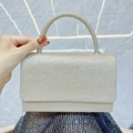 Bolso de noche color champán dorado con purpurina y asa superior para banquetes - Dorado