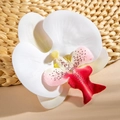 Macro detail of artificial white orchid petal with pink center and fabric texture - White Style (29517-4)