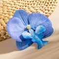 Macro detail of blue silk phalaenopsis orchid flower head with realistic petal texture - Lake Blue Gradient Style (29517-6)
