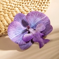 Detailed view of a purple artificial orchid head with realistic silk fabric texture - Purple Style (29517-7)