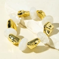 Beaded bracelet set featuring alternating metallic gold beads and translucent white resin charms - Gold Irregular Beads and White Irregular Beads Bracelet (31607)
