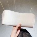 Elegant pearlescent white rectangular clutch bag in glossy satin finish for evening parties - Apricot Satin