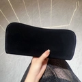 Elegant black velvet clutch bag with matte texture, portable rectangular evening purse - Black Velvet