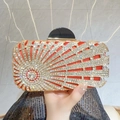 Elegante luxuriöse Abendtasche in Rot mit goldenem Strass-Sonnenstrahlmuster - Rot
