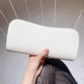 Chic white minimalist leather clutch bag for formal evening parties and social events - White Velvet