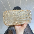 Elegante goldene Abendtasche mit Strasssteinen und funkelndem Fächerdesign für Festabende - Gold
