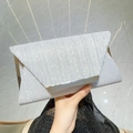 Elegant silver glitter envelope clutch bag with polished metal trim for evening parties - Silver