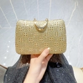 Elegante pochette rettangolare dorata con strass per matrimoni e feste formali - Oro