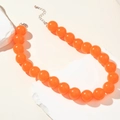Fashionable bright orange chunky acrylic bead necklace with adjustable silver lobster clasp - Necklace / 18mm Beads / Orange(27326)