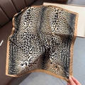 Fashion leopard print silk scarf for women, large square beach shawl with brown border - Coffee / 70cmx70cm