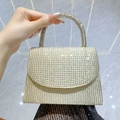 Champagne gold luxury rhinestone evening handbag with a sparkling crystal finish - Gold
