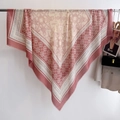Ethnic retro pink large scarf with geometric patterns and fringe tassels for travel - Pink / 132*132cm