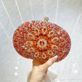 Elegant red and silver crystal evening clutch with floral pattern and spherical rhinestone clasp - Red