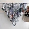Elegante scialle con stampa giungla tropicale, foglie di palma e farfalle donna - 132*132cm / Bianco (YS-4)