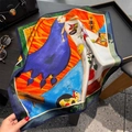 Artistic silk square scarf featuring surrealist prints and luxury fashion accessories - 53*53cm / Artistic Print Orange (ZS-520)