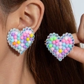 Orecchini a cuore chic con perline macaron colorate e cristalli vista variante - Stile Cuore Multicolore (29376-1-colour)