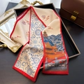 Elegante Chinese zijden sjaal met traditionele wolken- en architectuurpatronen - 12*145cm / Beige Chinese Stijl Architectuur Wolk (ZJ-198)