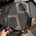 French silk polka dot neck scarf with paisley patterns held by hand for style - 53*53cm / Black
