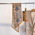 Elegante pañuelo de seda de doble capa con estampado de cachemira en un soporte de metal - 21*144cm / Naranja