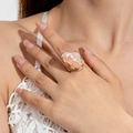Gold baroque style ring with large irregular pink pearl in a vintage fashion design - Pink Baroque Irregular